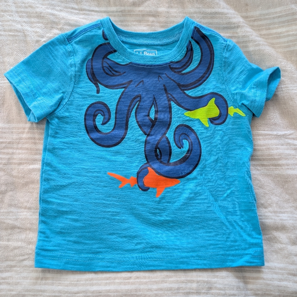 L.L. Bean Kids Aqua Octopus Tee 6-12M